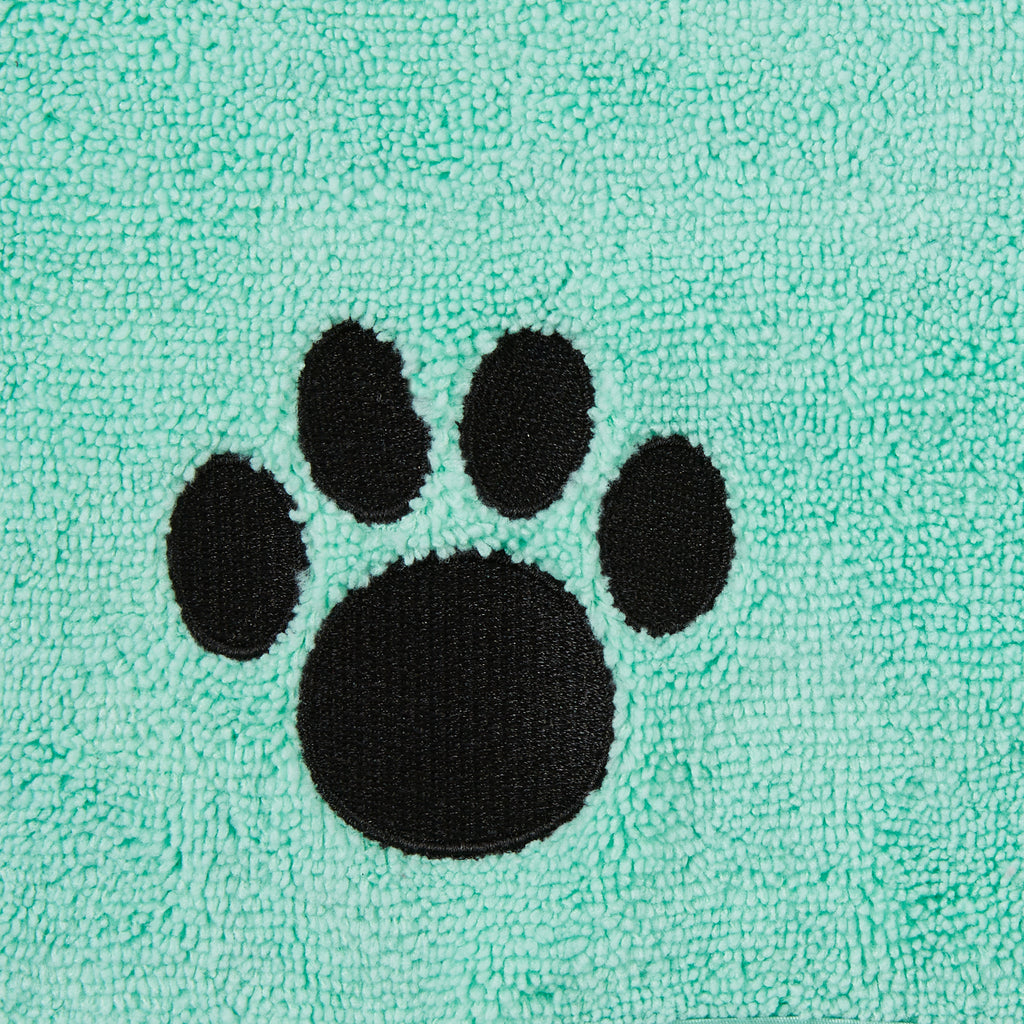 Aqua Embroidered Paw Medium Pet Robe