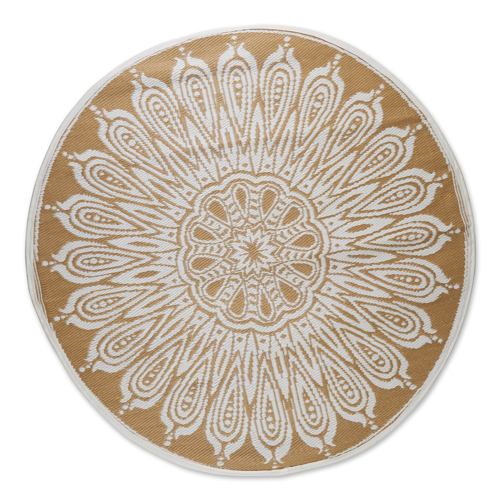 Taupe Sunflower Outdoor Rug 5 Ft Round