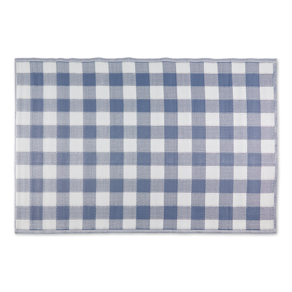 French Blue & White Buffalo Check Outdoor Rug 4X6 Ft