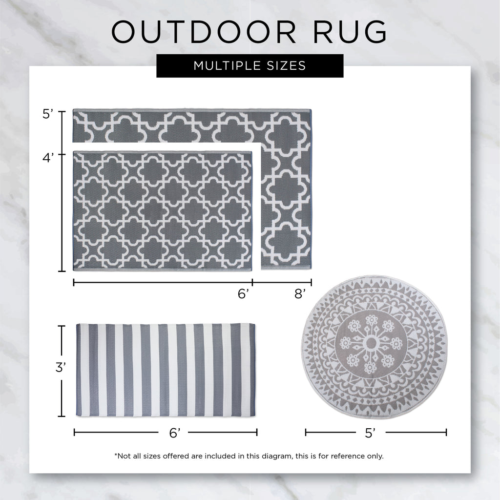 French Blue Diamond Outdoor Rug 4X6 Ft