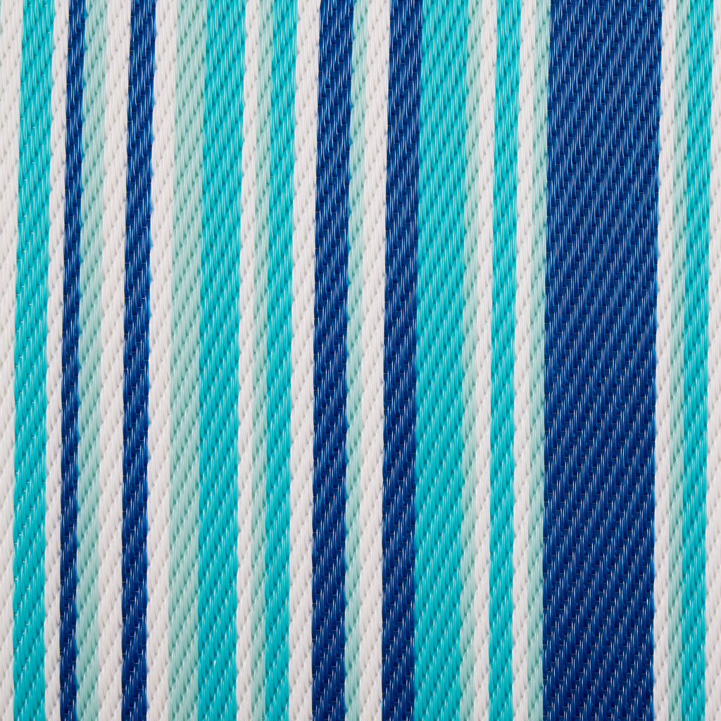 Blue Multi Tone Stripe Outdoor Rug 4x6 Ft