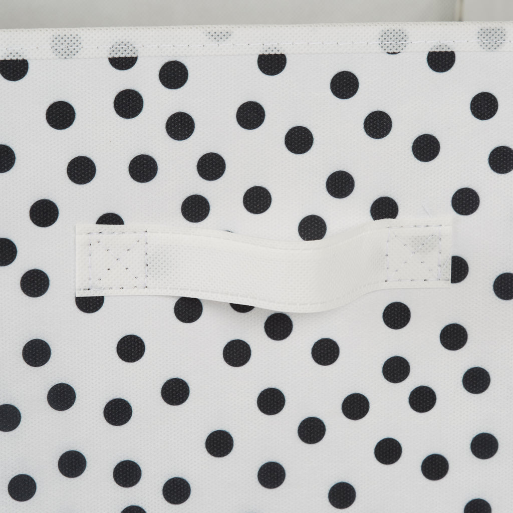 Nonwoven Polyester Cube Small Dots White/Black Square 11X11X11 Set Of 2