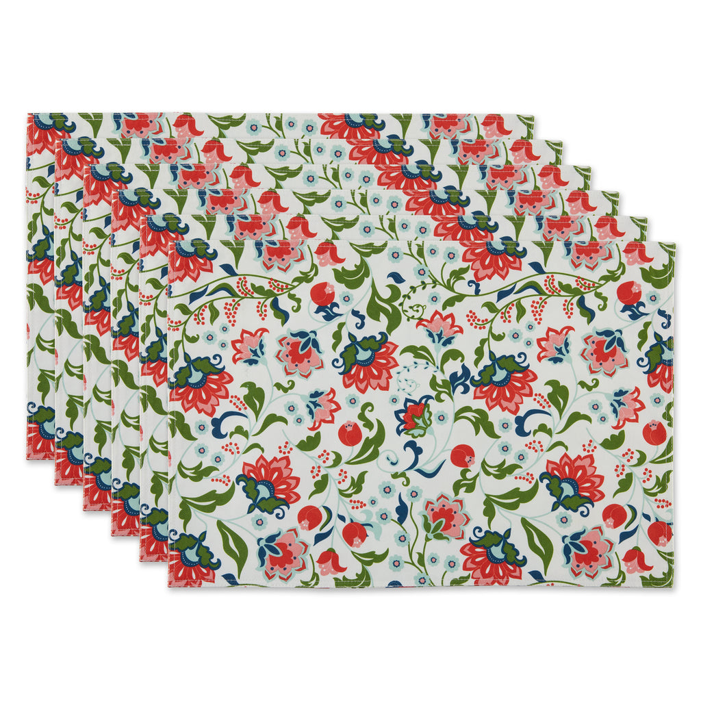 Garden Floral Print Outdoor  Placemat Set of 6