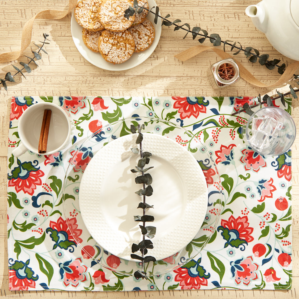 Garden Floral Print Outdoor  Placemat Set of 6