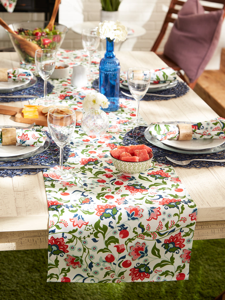 Garden Floral Print Outdoor Table Runner 14X72