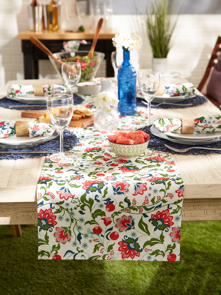 Garden Floral Print Outdoor Table Runner 14X72