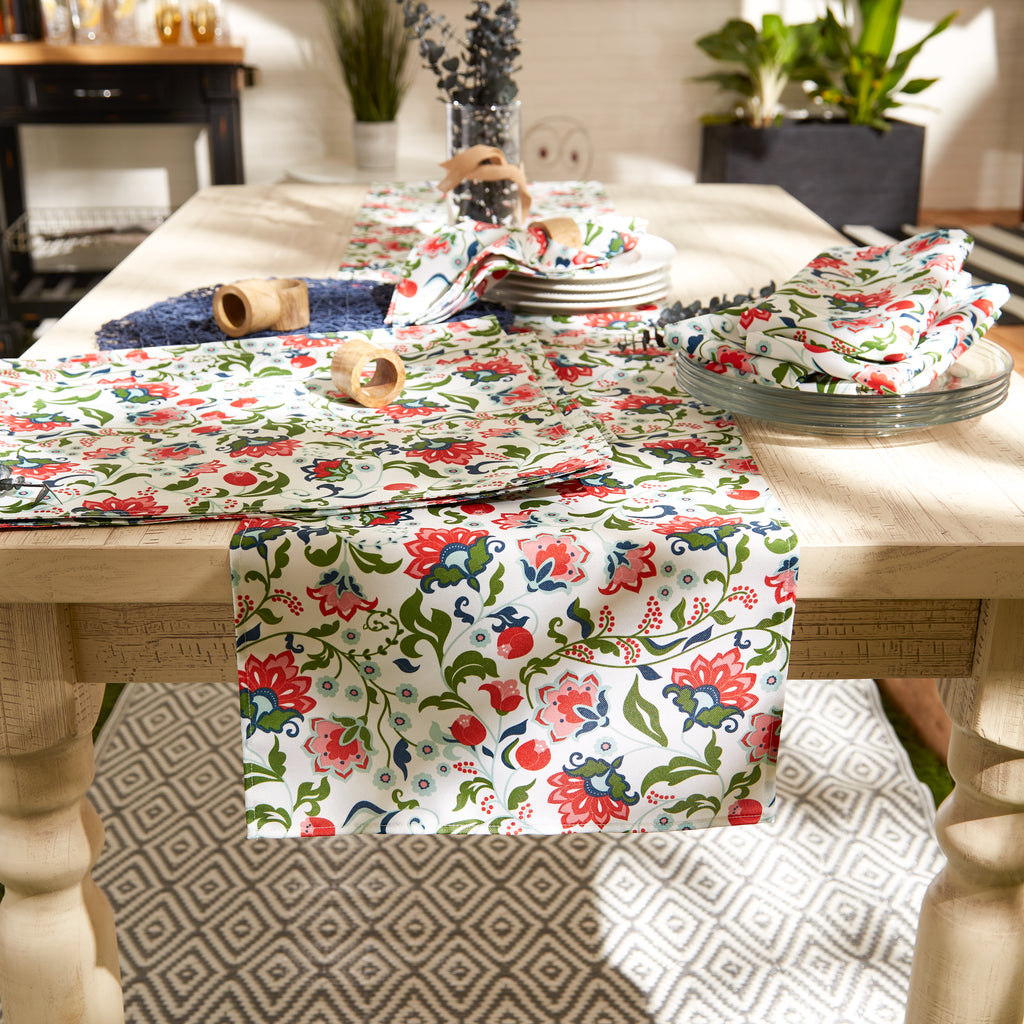 Garden Floral Print Outdoor Table Runner 14X72