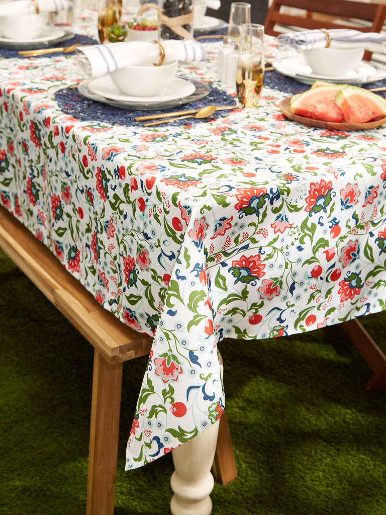 Garden Floral Print Outdoor Tablecloth 60 Round