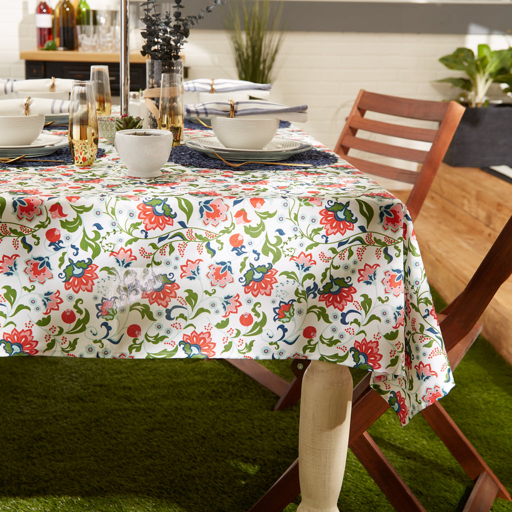 Garden Floral Print Outdoor Tablecloth With Zipper 60 Round