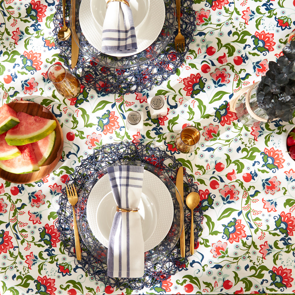 Garden Floral Print Outdoor Tablecloth With Zipper 60 Round