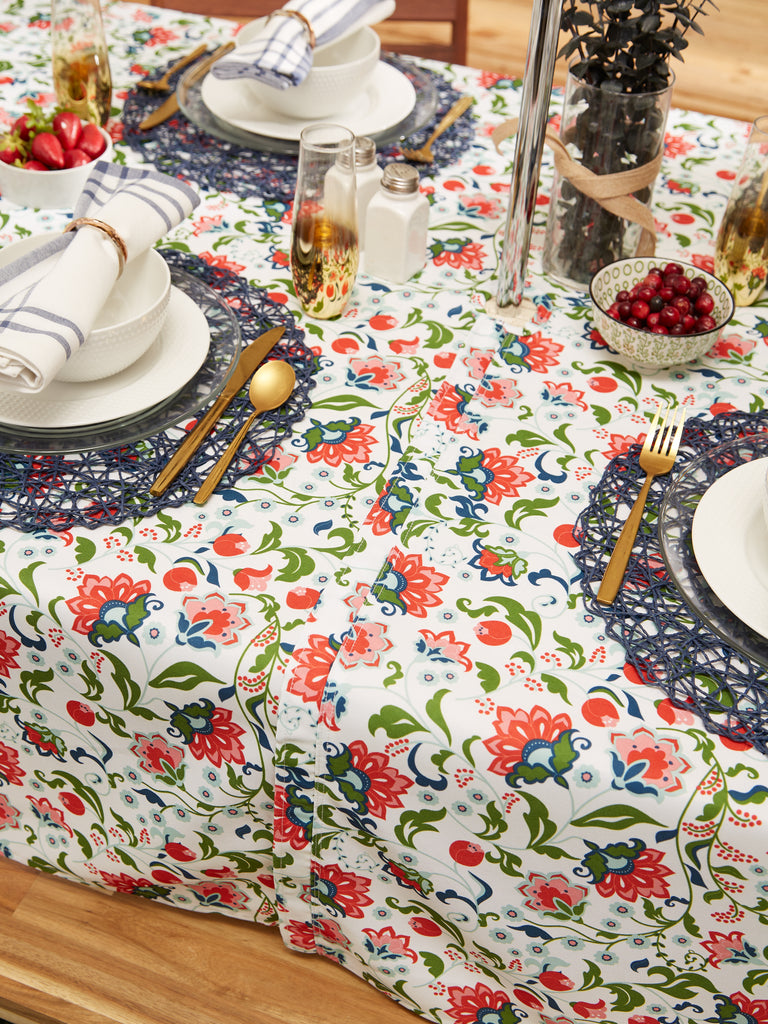 Garden Floral Print Outdoor Tablecloth With Zipper 60X120