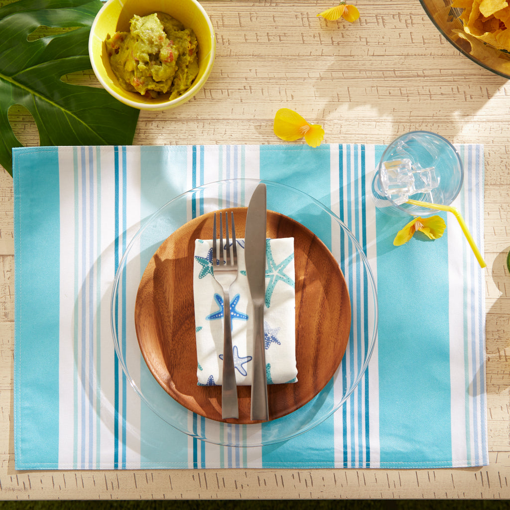 Beach House Stripe Print Outdoor Placemat Set of 6