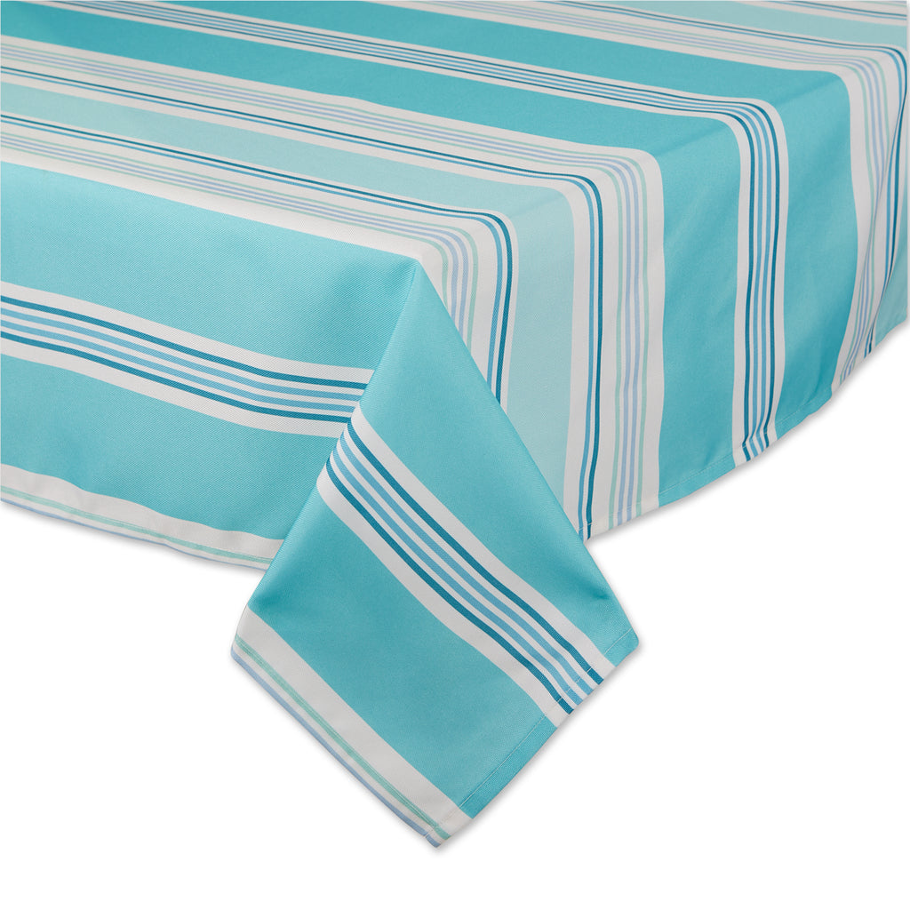 Beach House Stripe Print Outdoor Tablecloth With Zipper 60X120