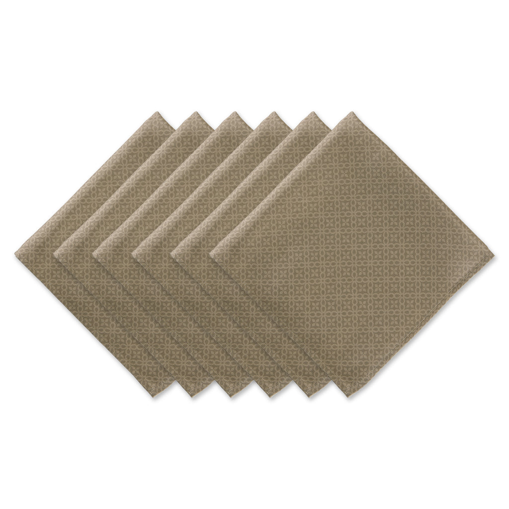 Stone Tonal Lattice Print Outdoor Napkin Set of 6