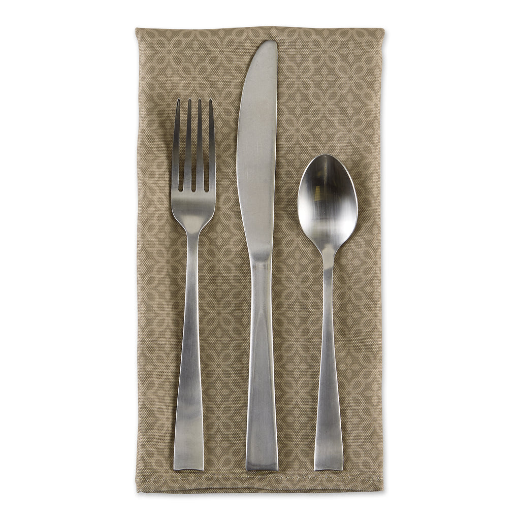 Stone Tonal Lattice Print Outdoor Napkin Set of 6