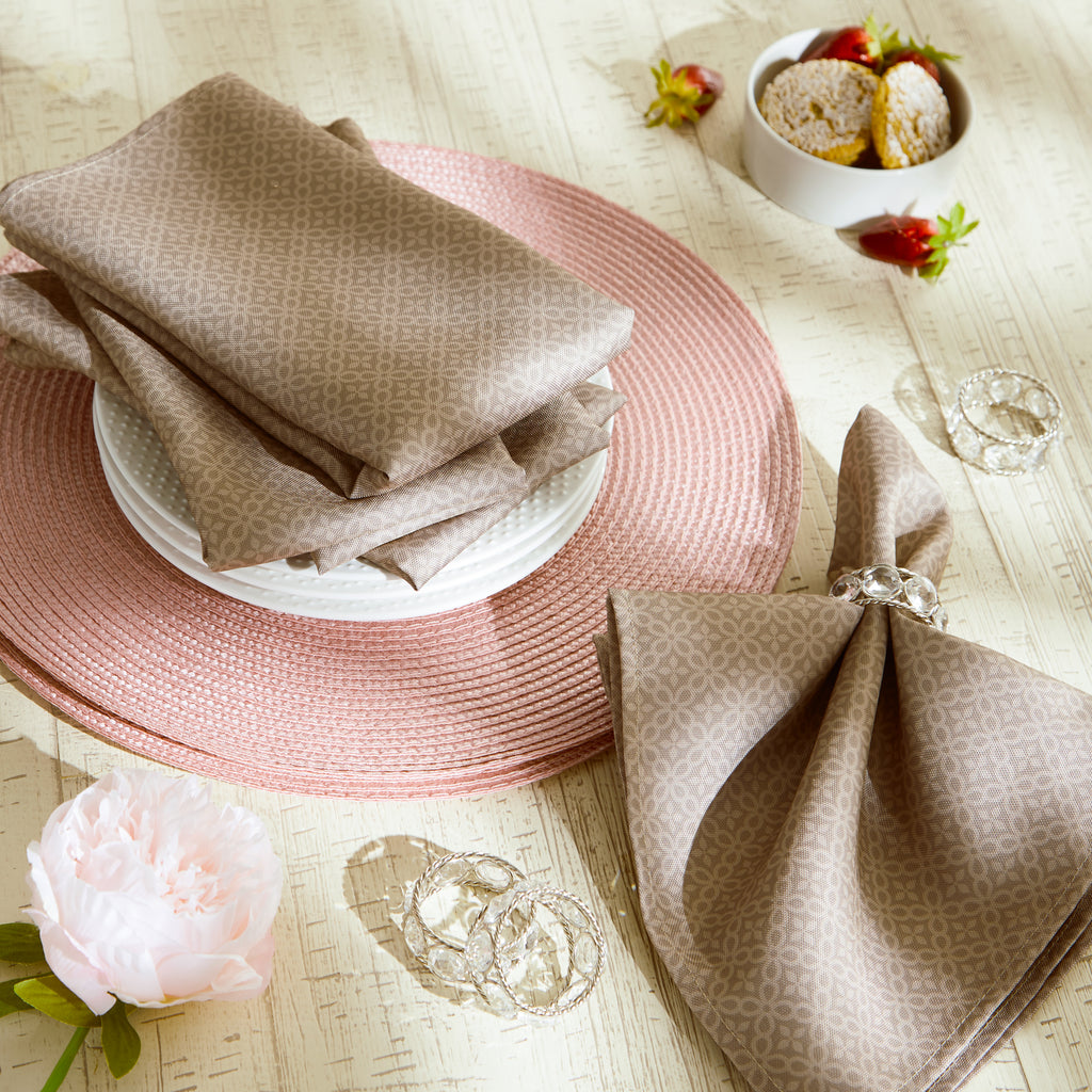 Stone Tonal Lattice Print Outdoor Napkin Set of 6