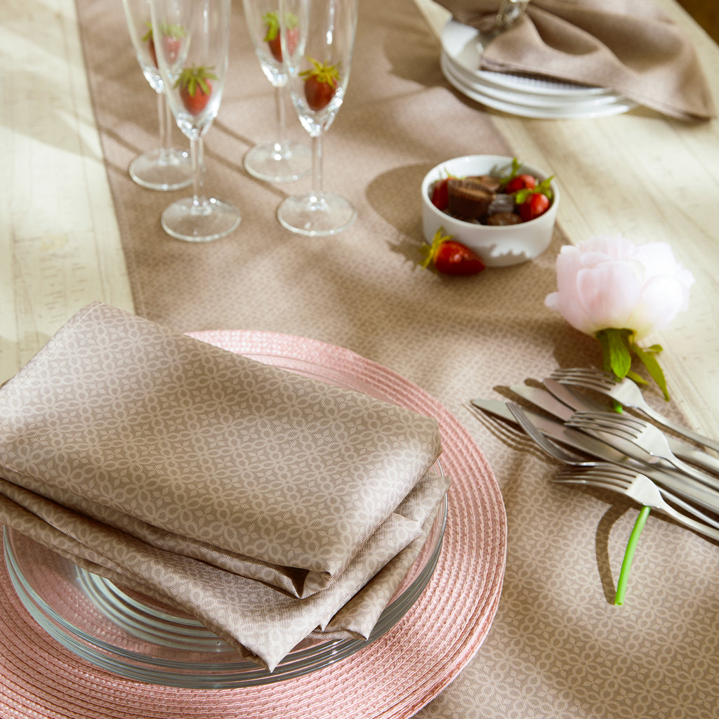 Stone Tonal Lattice Print Outdoor Napkin Set of 6