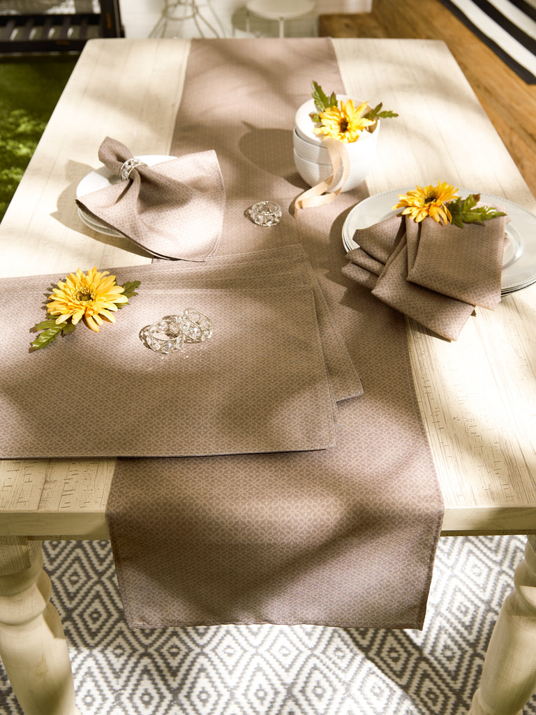 Stone Tonal Lattice Print Outdoor Napkin Set of 6