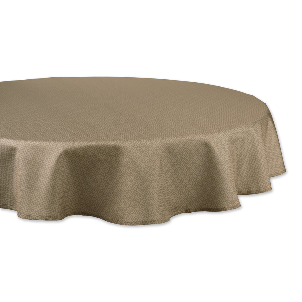 Stone Tonal Lattice Print Outdoor Tablecloth 60 Round