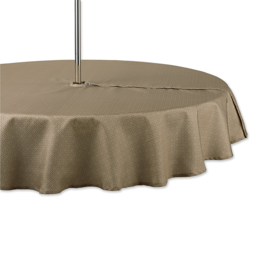 Stone Tonal Lattice Print Outdoor Tablecloth With Zipper 60 Round