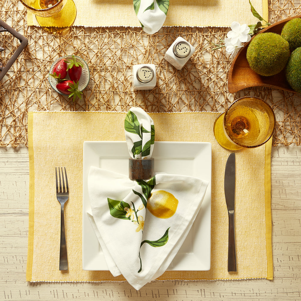 Honey Gold Eco-Friendly Chambray Fine Ribbed Placemat Set Of 6