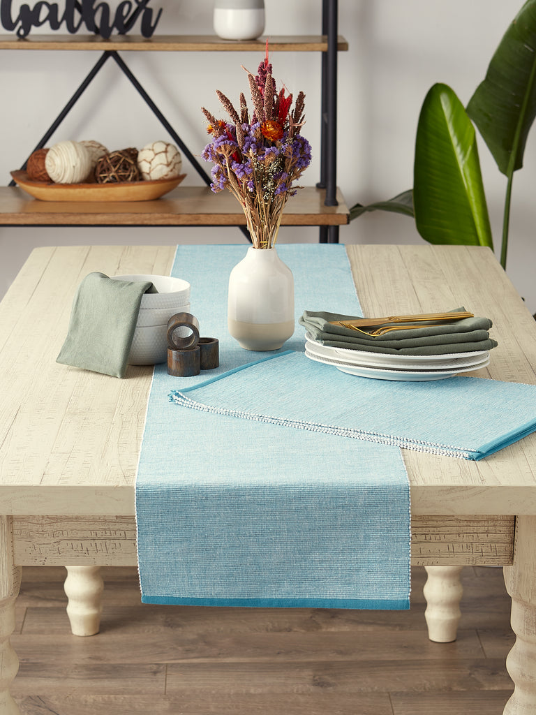 Storm Blue Eco-Friendly Chambray Fine Ribbed Placemat (Set Of 6)