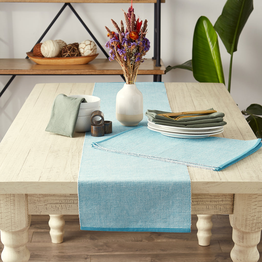 Storm Blue Eco-Friendly Chambray Fine Ribbed Placemat Set Of 6