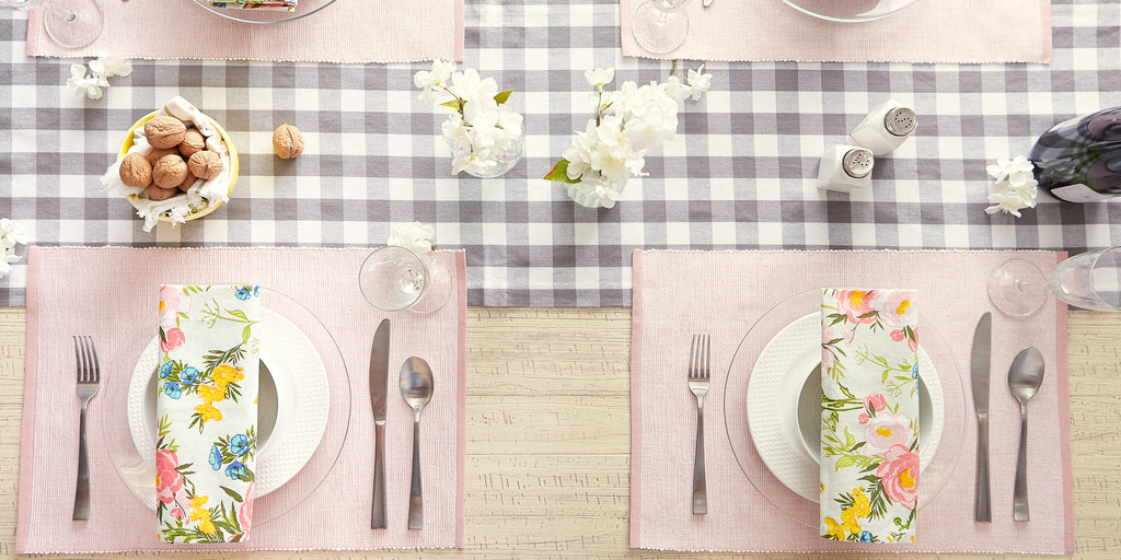 Pale Mauve Eco-Friendly Chambray Fine Ribbed Placemat Set Of 6