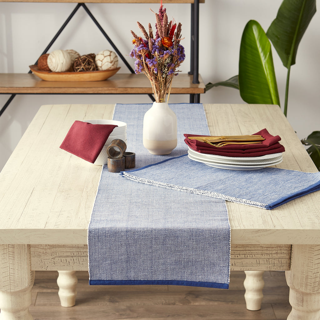 French Blue Eco-Friendly Chambray Fine Ribbed Placemat Set Of 6