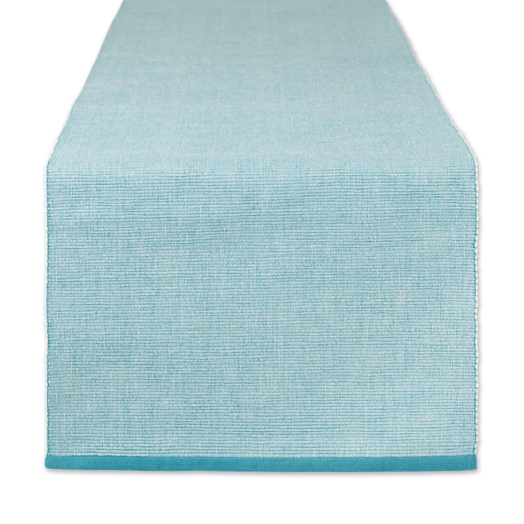 Storm Blue Eco-Friendly Chambray Fine Ribbed Table Runner 13 X 72