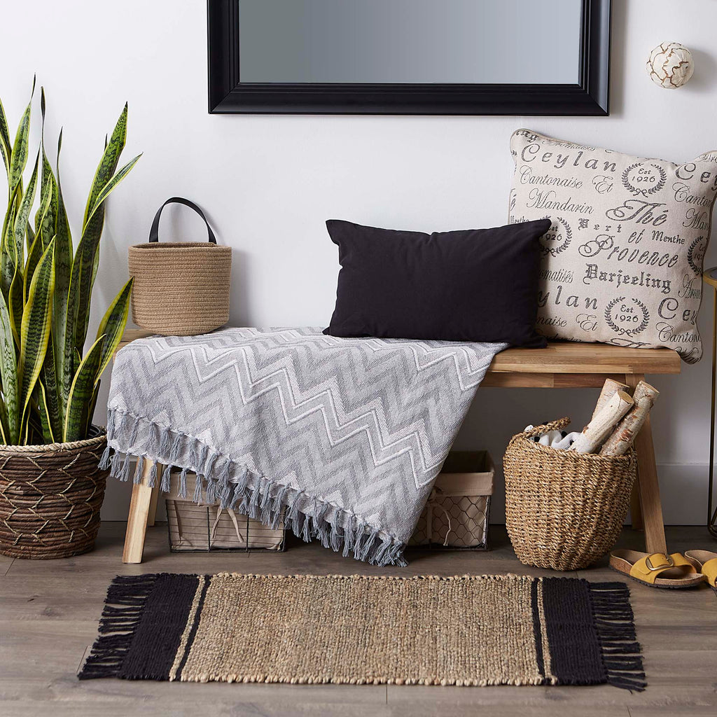 Gray Gray Zig-Zag Chevron Throw