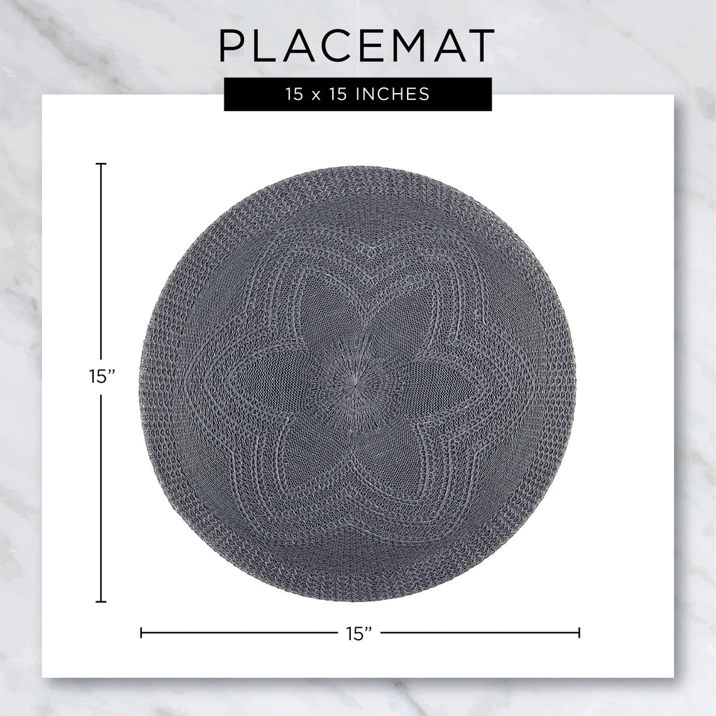 White And Black Round Fringed Placemat Set Of 6