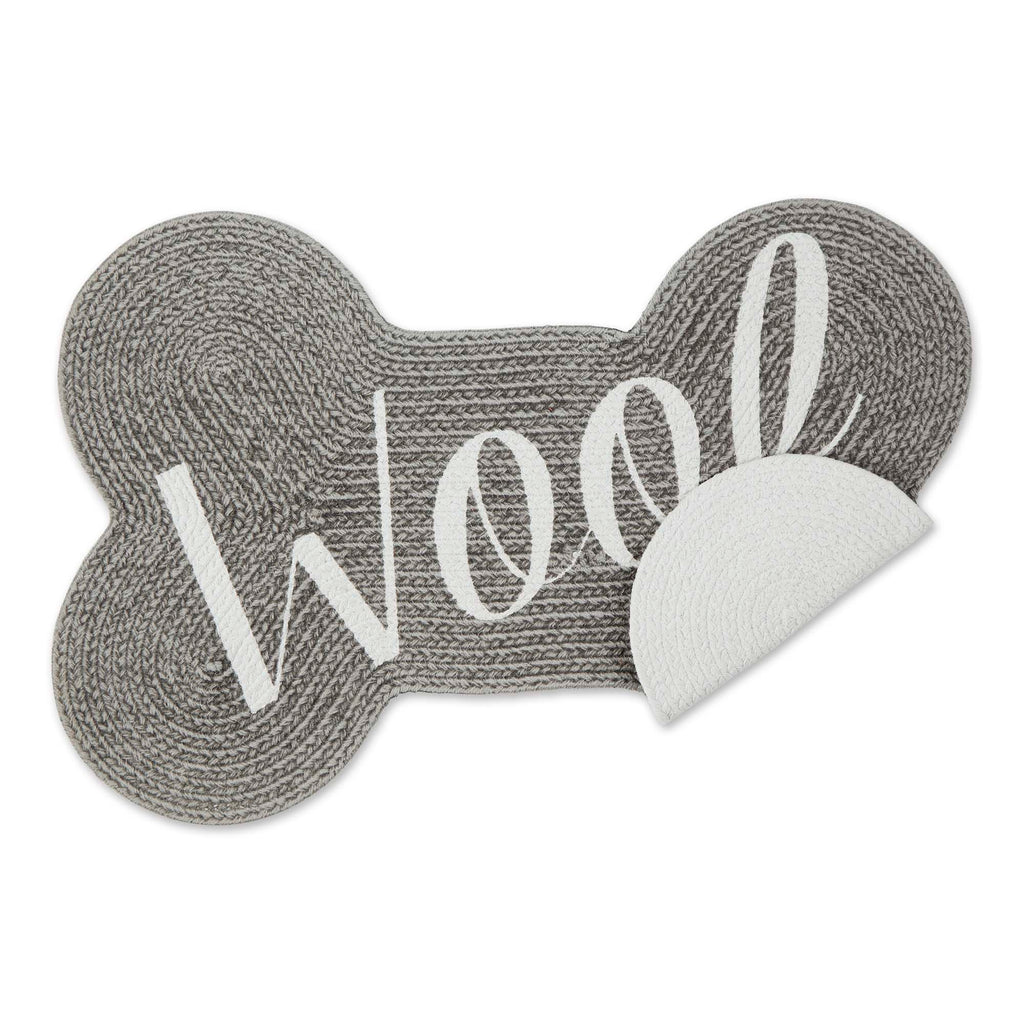 Gray Woof Bone Shaped Pet Mat 16X24