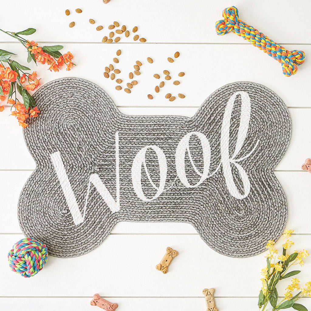 Gray Woof Bone Shaped Pet Mat 16X24