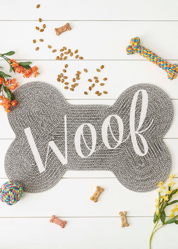 Gray Woof Bone Shaped Pet Mat 16X24