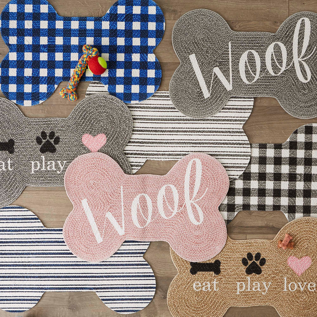 Gray Woof Bone Shaped Pet Mat 16X24