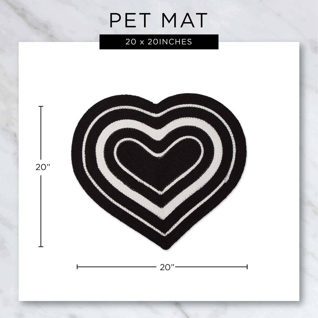 Black Stripe Heart Shaped Pet Mat 20X20