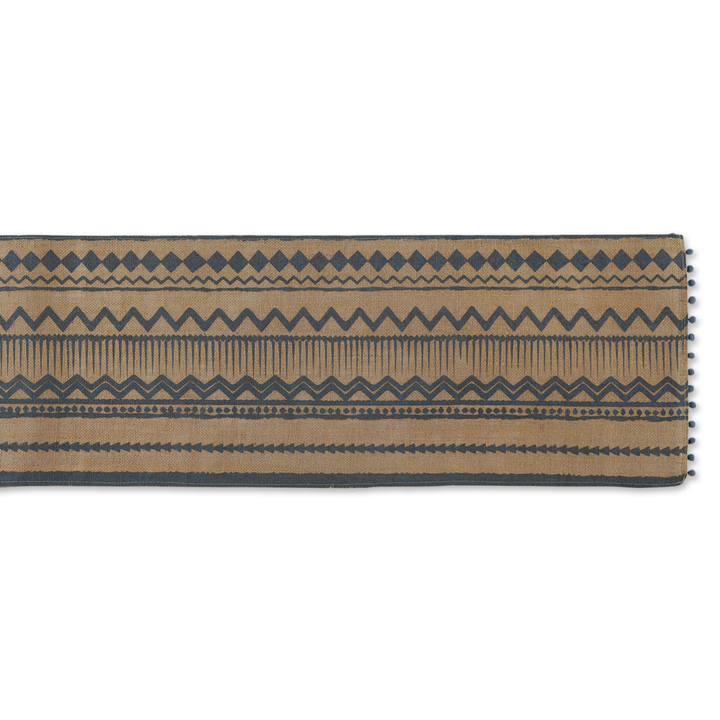 Mineral Aztec Print On Natural Jute Table Runner 14X72