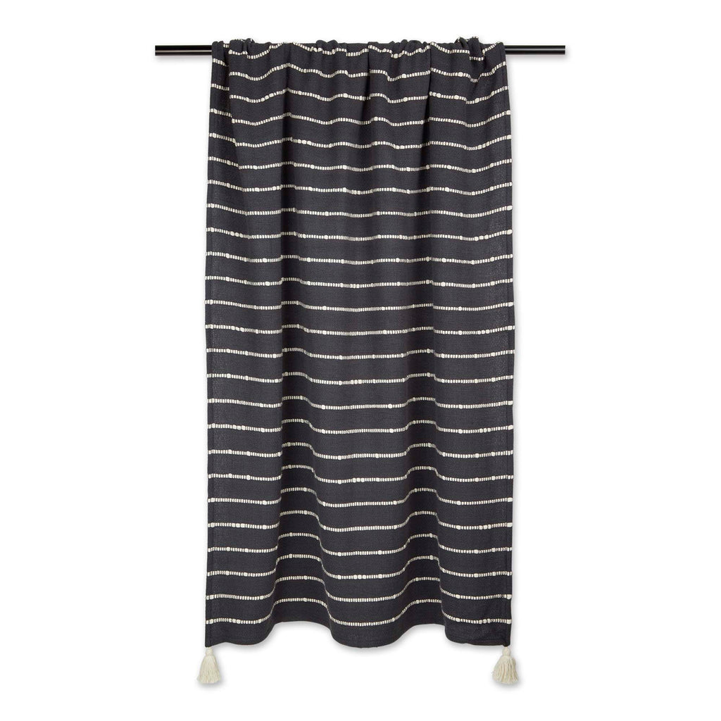 Mineral Gray & Off White Slub Stripe Throw