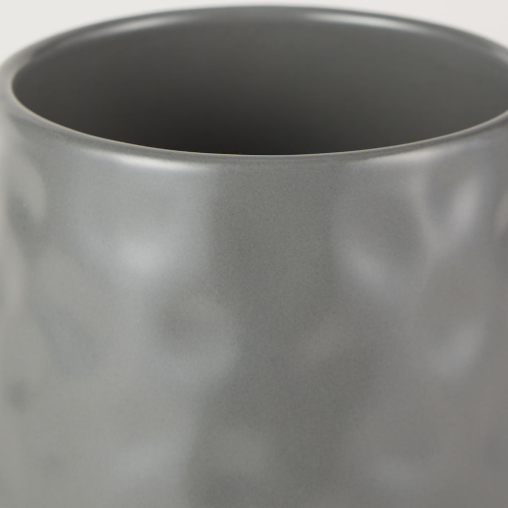Gray Matte Dimple Texture Ceramic Canister set of 2