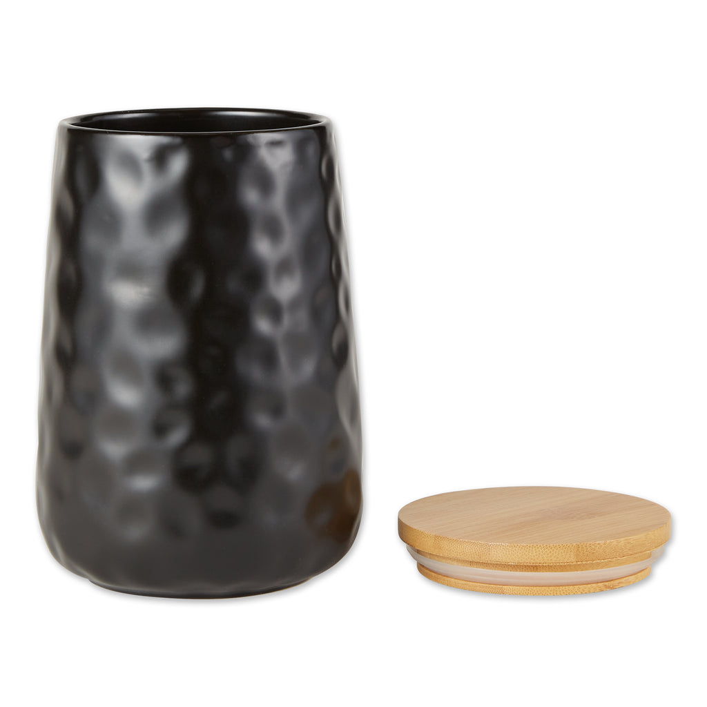 Black Matte Dimple Texture Ceramic Canister Set of 2