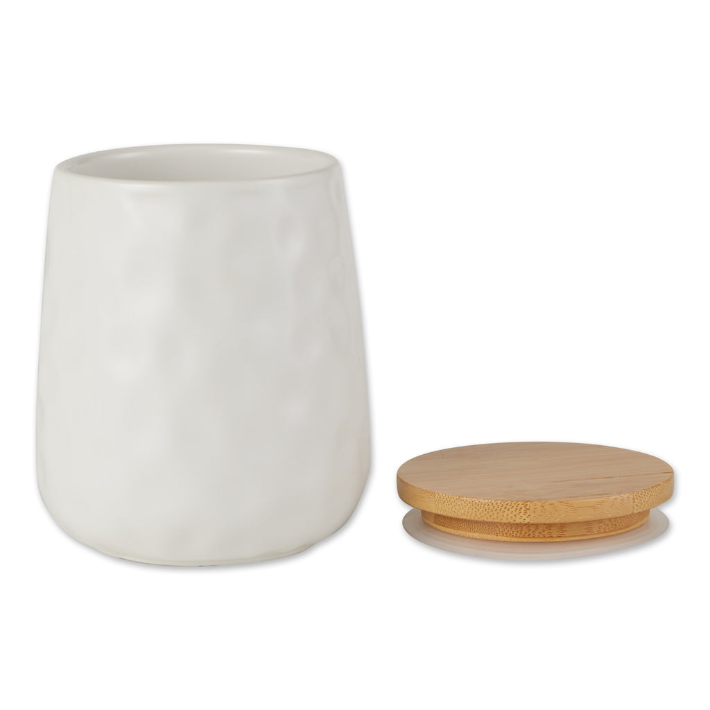 White Matte Dimple Texture Ceramic Canister set of 2