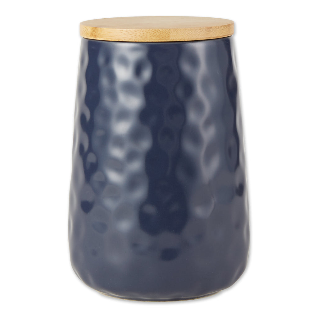 Indigo Blue Matte Dimple Texture Ceramic Canister set of 2