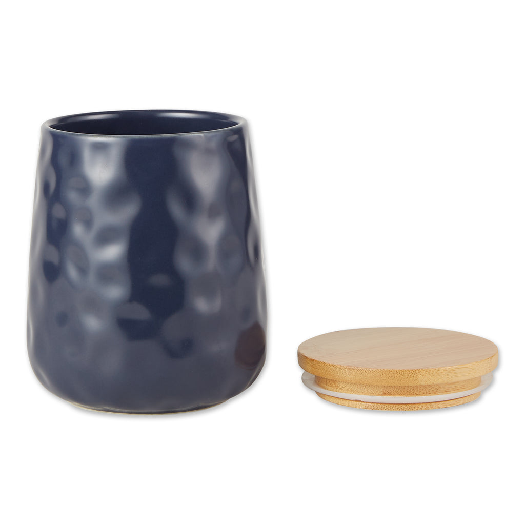 Indigo Blue Matte Dimple Texture Ceramic Canister set of 2