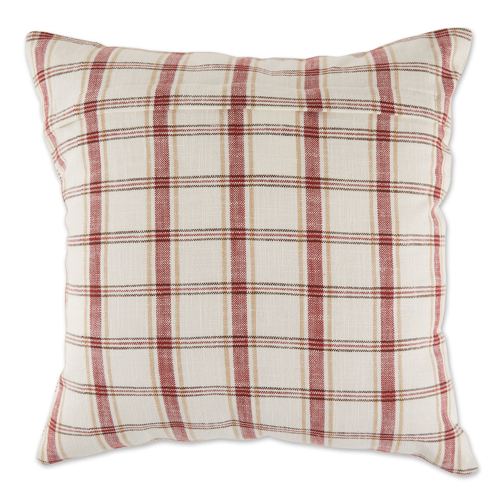 Barn Red Mixed Plaid Pillow Cover 18X18 Set of 4