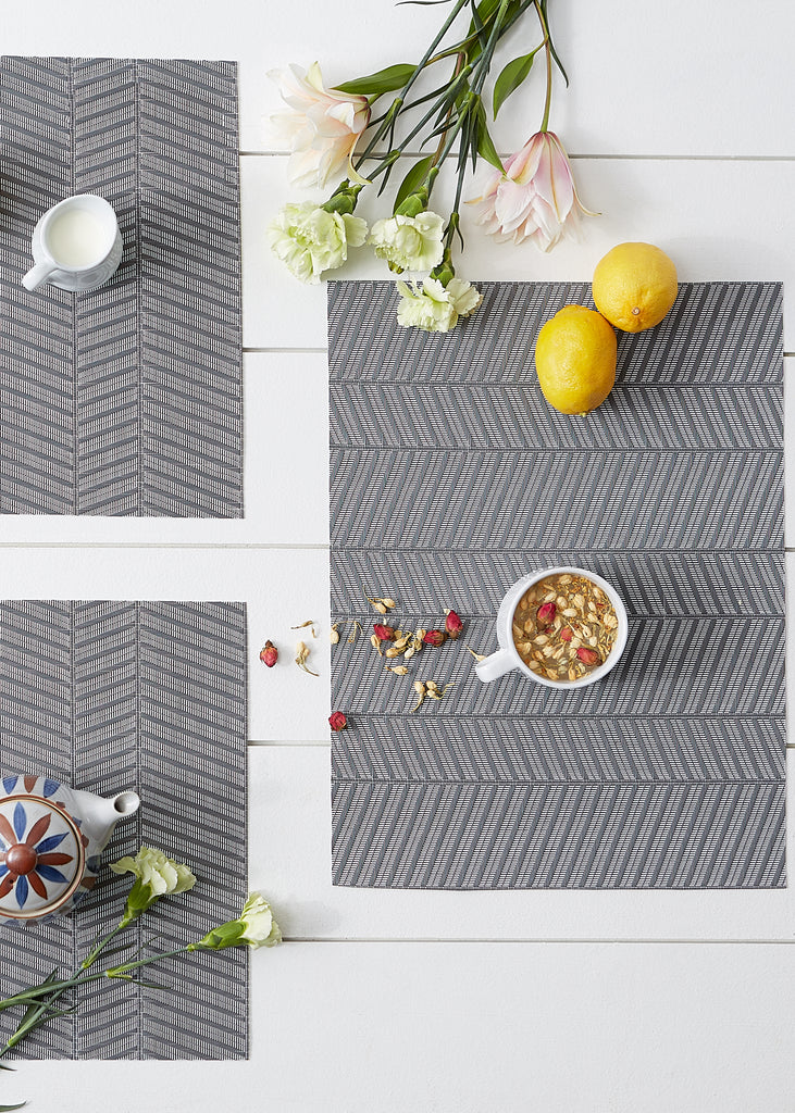 Gray Textured Twill Weave Placemat Set Of 6