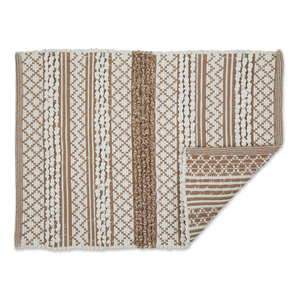 Stone & White Hand-Loomed Paper Chindi Rug 2X3 Ft