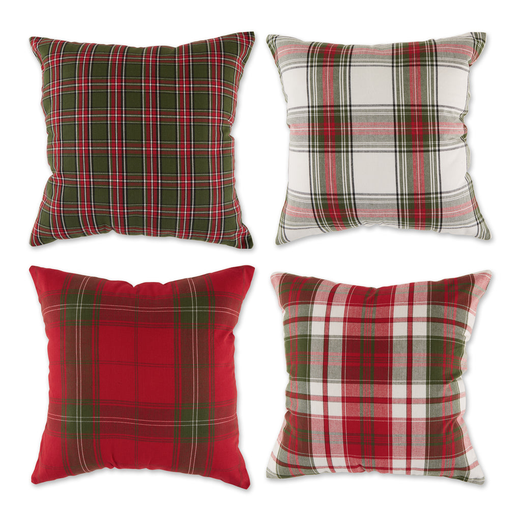 Traditional Christmas Plaid Pillow Cover 18X18 Set of 4