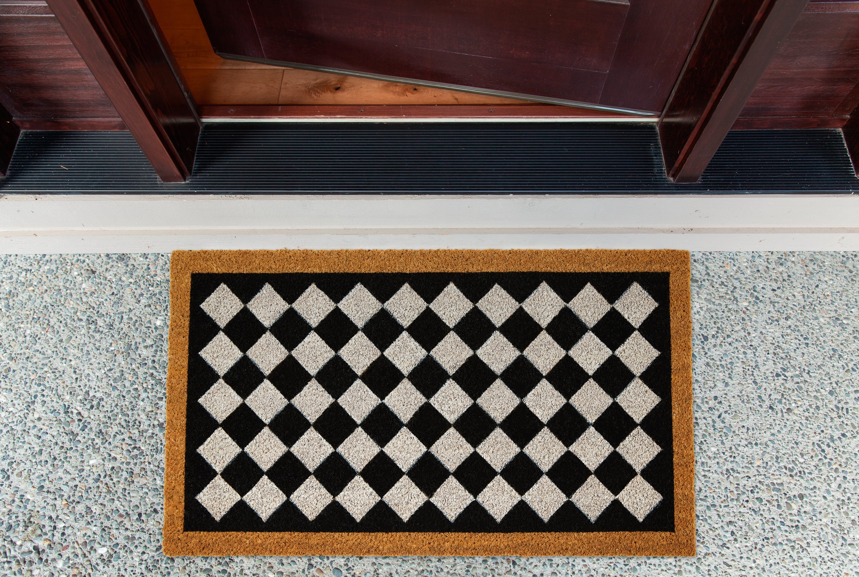 Diamond Pattern Doormat Black & White Welcome Doormat 