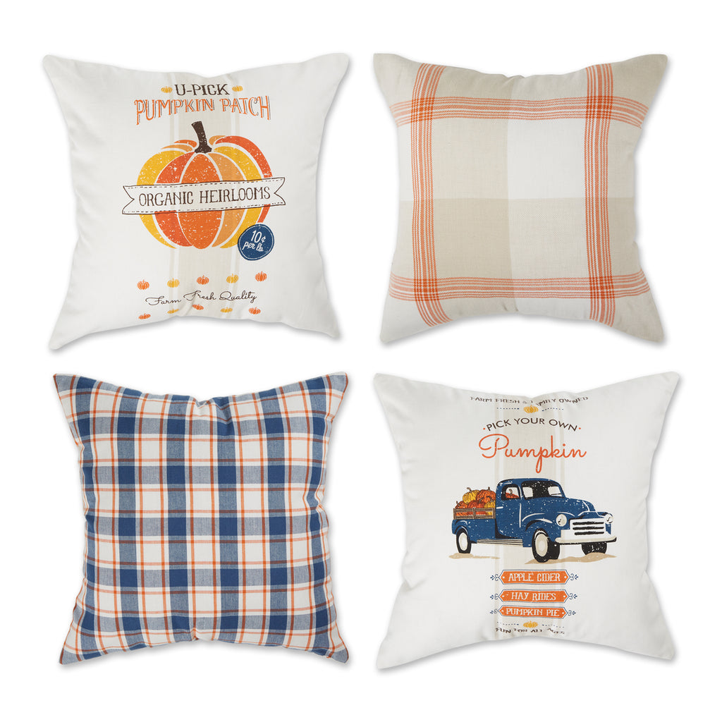 Autumn Plaid And Print Pillow Cover 18X18 Set of 4